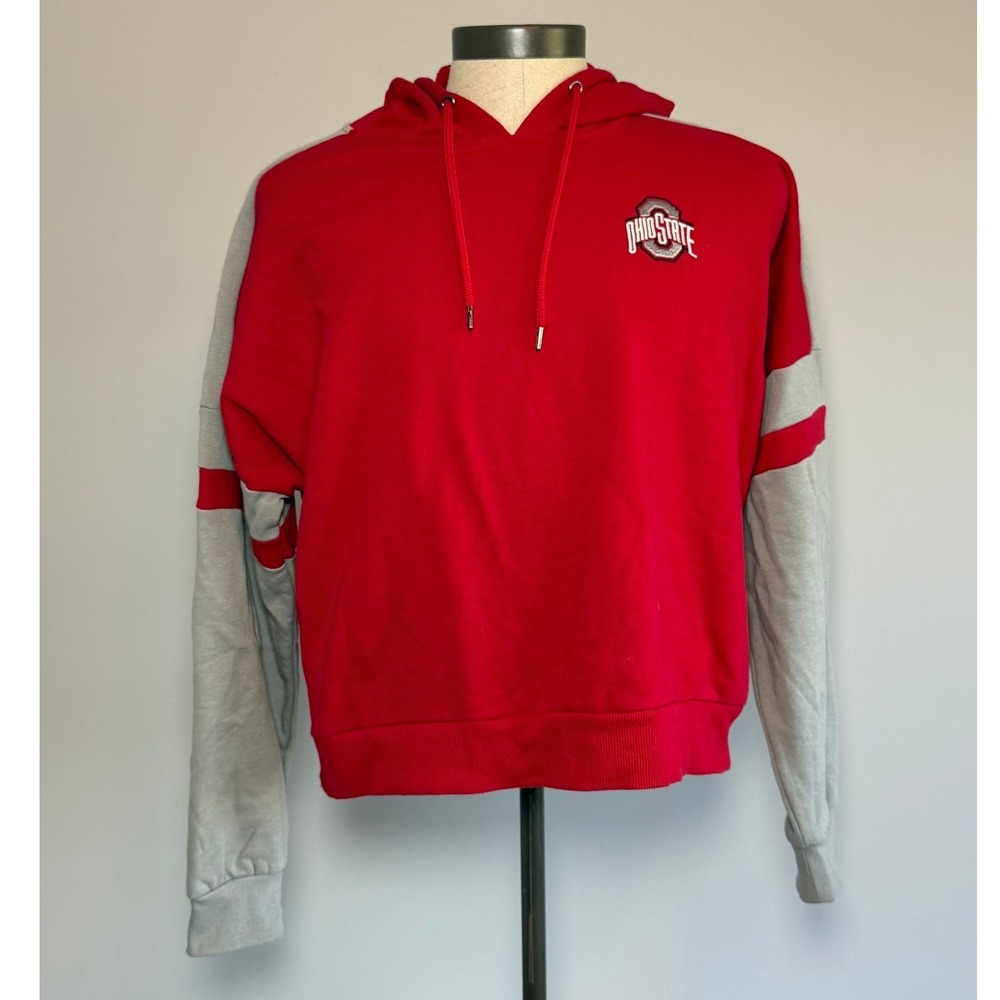 Colosseum Ohio State Buckeyes Womens XL Red Grey Cropped Hoodie Sweatshirt
